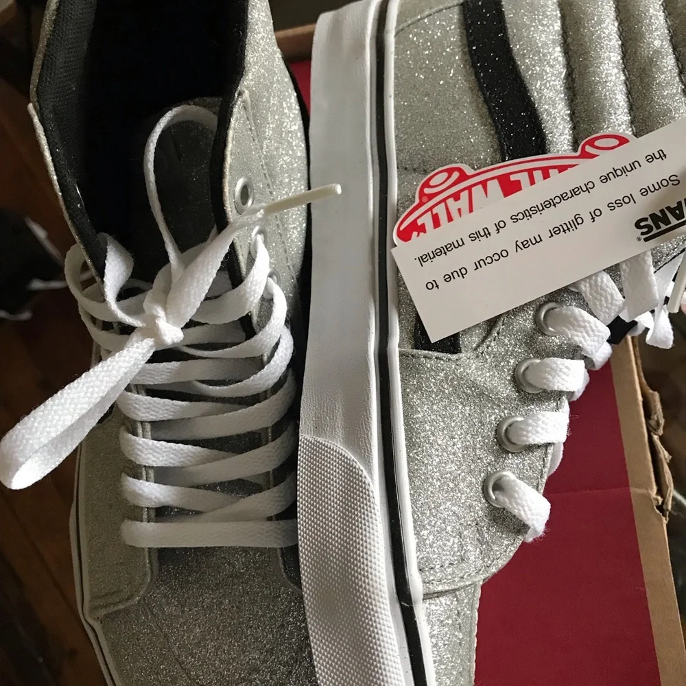Unisex Silver glitter high top Vans - Picture 7 of 8